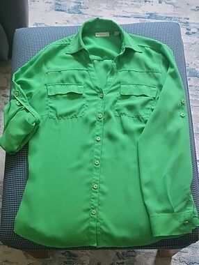 New York & Company Bright Green Women's Button-Front Shirt